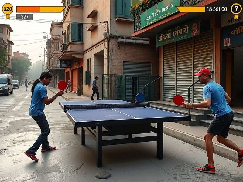 Paddle Warrior Prime Gameplay Mechanics showing the Indian Street Table Tennis System with authentic regional playing styles in a Mumbai chawl setting